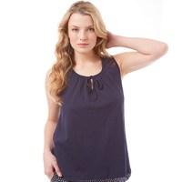 Onfire Womens Lace Shoulder Sleeveless Top Navy