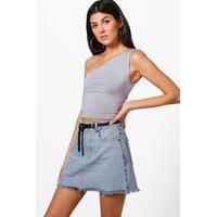 One Shoulder Crop Top - grey