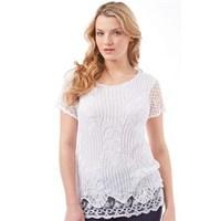 onfire womens short sleeved crochet knit top white