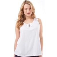 Onfire Womens Lace Shoulder Sleeveless Top White