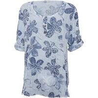 Onfire Womens Floral Print Tunic Top With Scarf White/Navy