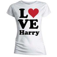 One Direction Women\'s Love Harry Short Sleeve Crew Neck T-shirt, White, Size 14