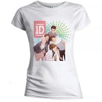 One Direction Colour Test Skinny White Ladies T-Shirt Small