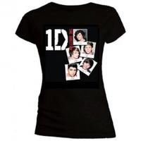 One Direction Photo Stack Skinny Black T-Shirt Medium