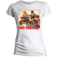 one direction band red border skinny white ts xl