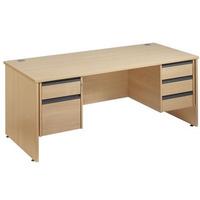 Opus Rectangular Desk - Panel End Leg Style with Drawer Units W 1532mm x D 746mm x H 725mm 2 and 3 Drawers Oak