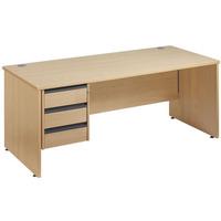 Opus Rectangular Desk - Panel End Leg Style with Drawers W 1228mm x D 746mm x H 725mm 2 Drawers Oak