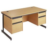 Opus Rectangular Desk - Cantilever Leg Style with Drawer Units W 1532mm x D 746mm x H 725mm 2 x 2 Drawers Beech