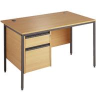 Opus Rectangular Desk - H Leg Style with Drawers W 1228mm x D 746mm x H 725mm 3 Drawers Beech