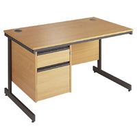 Opus Rectangular Desk - Cantilever Leg Style with Drawers W 1228mm x D 746mm x H 725mm 3 Drawers Beech