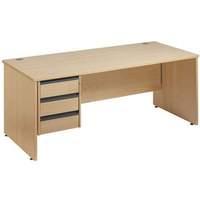 Opus Rectangular Desk - Panel End Leg Style with Drawers W 1532mm x D 746mm x H 725mm 3 Drawers Oak