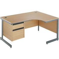 Opus Ergonomic Desk - Cantilever with Drawers Left Handed 2 Drawers Beech