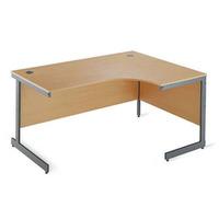 Opus Ergonomic Desk - Cantilever W 1524mm x D 1150mm x H 725mm Left Handed Beech