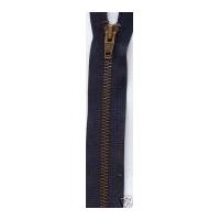 Opti Antique Brass Metal Open End Zips 65cm Navy Blue