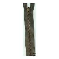 opti antique brass metal open end zips 75cm khaki green