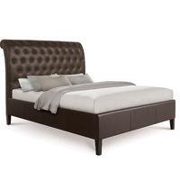 opulent extra tall scroll luxury leather bed double brown