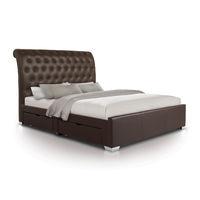 opulent extra tall scroll luxury leather 4 drawer bed double brown