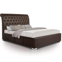 Opulent Extra Tall Scroll Luxury Leather Extra Storage Ottoman Bed - Kingsize - Brown
