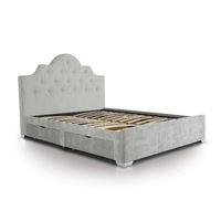 Opulent Buttoned Fabric 4 Drawer Bed - Double - Light Grey