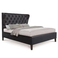 Opulent Tall Button Luxury Leather Bed - Kingsize - Black