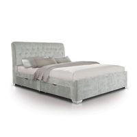 Opulent Extra Padded Button Luxury Fabric 4 Drawer Bed - Double - Light Grey