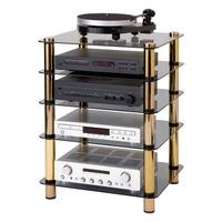 optimum prelude polished goldclear glass 5 shelf modular hi fi rack