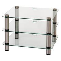 optimum prelude stainless steelclear glass 3 shelf modular hi fi rack