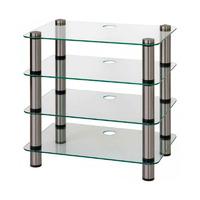 Optimum Prelude Slimline Stainless Steel/Clear Glass 4 Shelf Modular Hi-Fi Rack