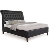 Opulent Extra Tall Scroll Luxury Leather Bed - Kingsize - Black