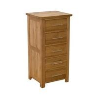 Opus Oak 5 Drawer Narrow Chest