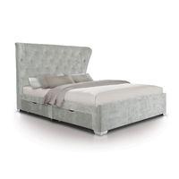 Opulent Tall Button Luxury Fabric 4 Drawer Bed - Double - Light Grey