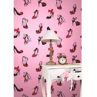 Opus Muras Courtesan Lillie Wallpaper in Candy Pink and Lipstick 10m Roll Courtesan Lillie Wallpaper in Candy Pink and Lipstick 150gsm