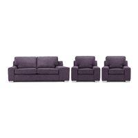 Opera Fabric 3 Seater and 2 Armchair Suite Mulberry