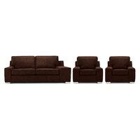 Opera Fabric 3 Seater and 2 Armchair Suite Chocolate