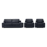 Opera Fabric 3 Seater and 2 Armchair Suite Black