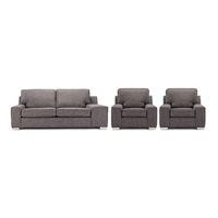 Opera Fabric 3 Seater and 2 Armchair Suite Grey
