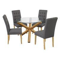 Oporto Dining Set with 4 Roma Chairs Grey