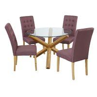 Oporto Dining Set with 4 Roma Chairs Plum