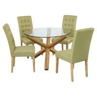 Oporto Dining Set with 4 Roma Chairs Green