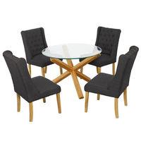 Oporto Dining Set with 4 Verona Wing Chairs Charcoal