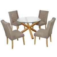 oporto dining set with 4 verona wing chairs beige