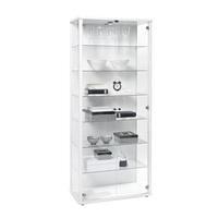 Optic Tall Glass Display Stand In White High Gloss With LED