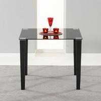 Opalia Glass Dining Table Square In Black With PU Legs