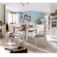 opal extendable dining table 4 chairs and bench in white pine