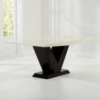 ophelia marble dining table rectangular in cream and brown