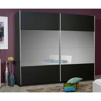 optimus black 2 door sliding wardrobe with grey glass in middle