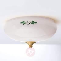 Opal-white ceiling lamp Nilay with green décor