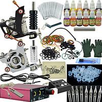 Ophir Complete Tattoo Kit 2 Machine Power Supply Ink Needle Set 12 Colour Motor Equipment 12 Ink Set
