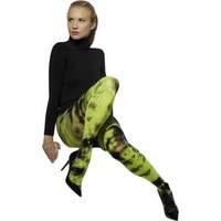 Opaque Tights Black & Green Tie Dye