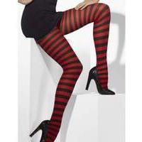 Opaque Tights Red & Black Striped